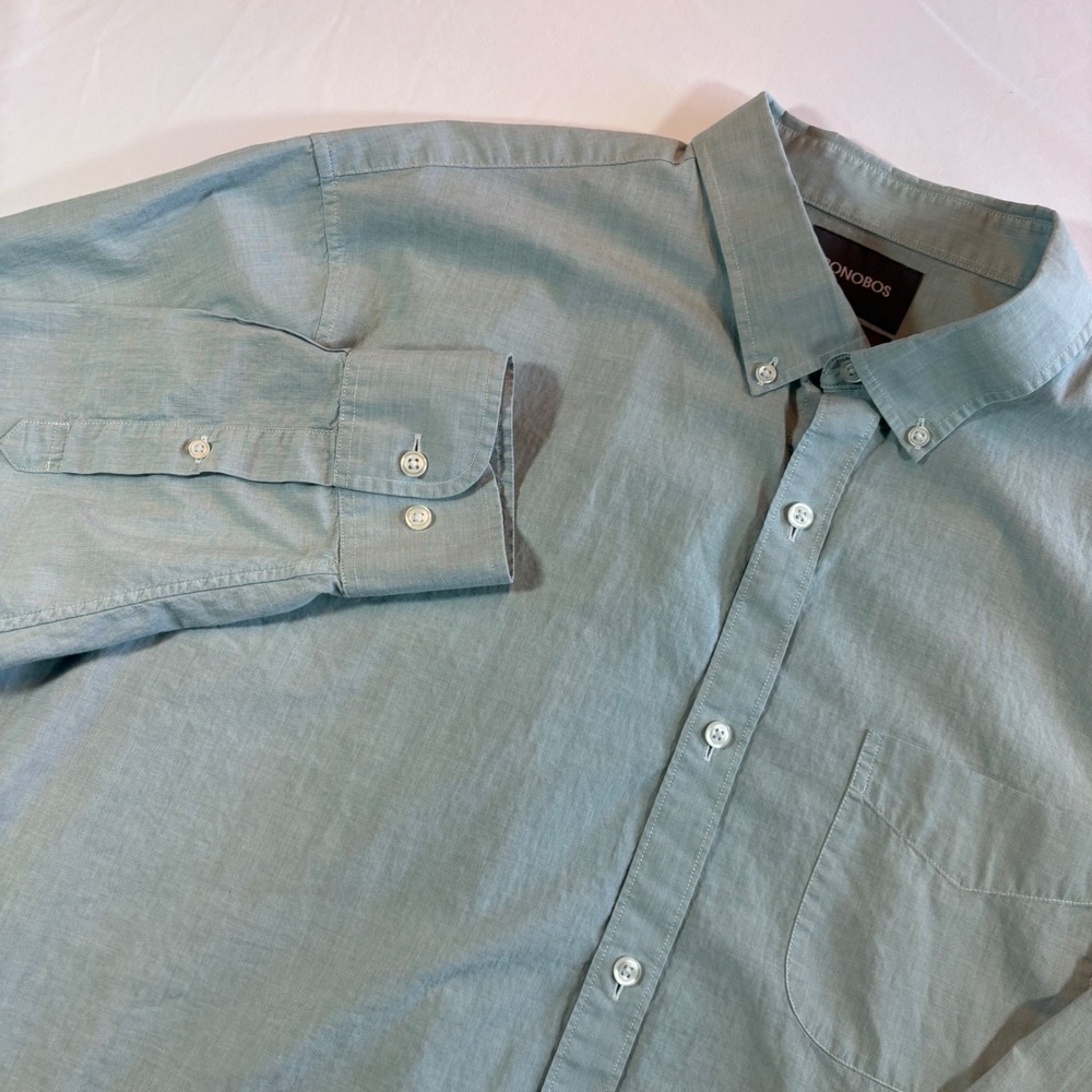 Bonobos Button Down Shirt XXL Long Standard Fit Sage Green Cotton Long Sleeve